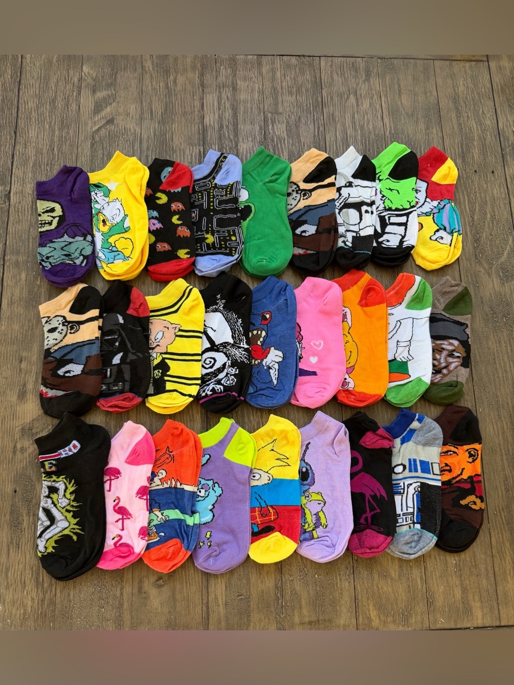 Assorted Colorful Low-Cut Cartoon Socks - 10pk Assorted One Size Fits Most